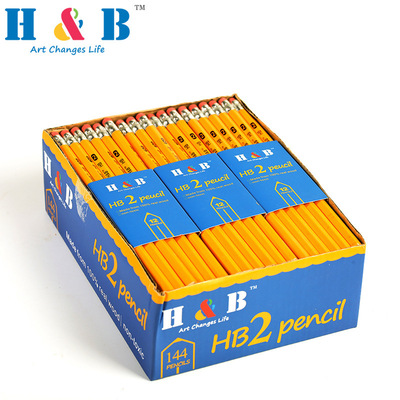 Pencil 144pcs Yellow hexagonal pole Student stationery铅笔