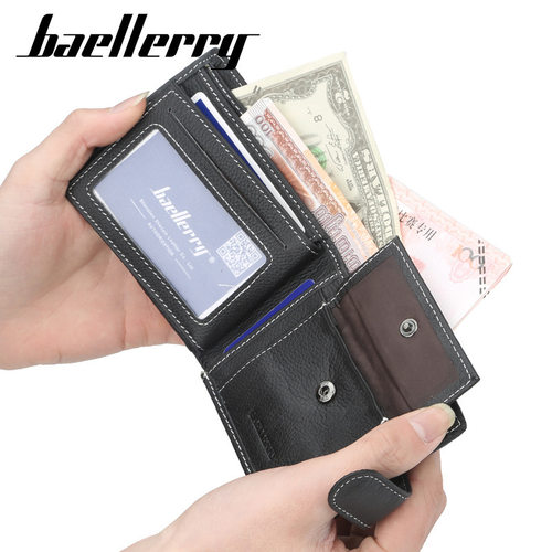 Men's wallet short European and American leather wallet