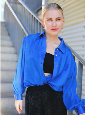 PassionWeekend「Sunset Muse」桑蚕丝蛇纹提花浪漫衬衫