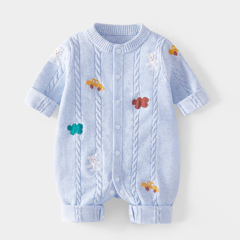 婴儿春秋装针织薄款毛衣连体衣
