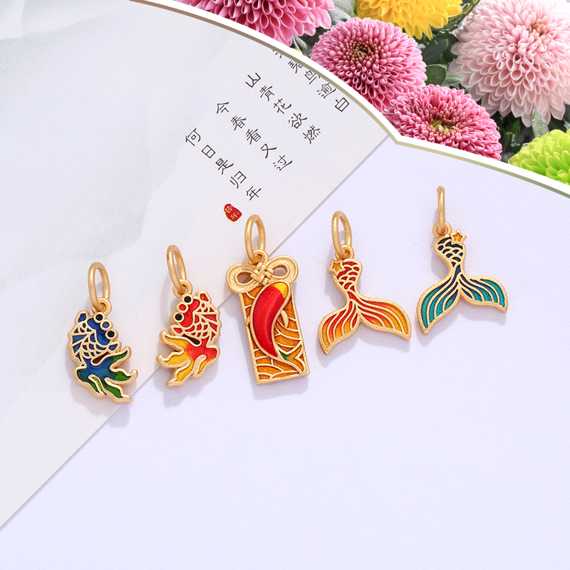 越南高档沙金配件美人鱼尾小吊坠