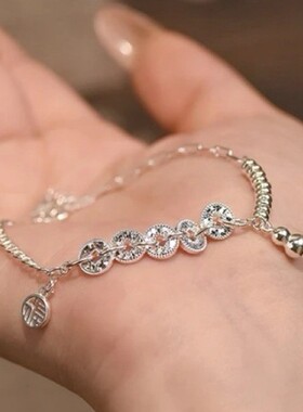 银色碎冰冰福牌葫芦璇环盘缠手链轻奢小众高级感设计手饰首饰