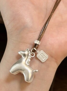 发财小马【马上發】满钻發字牌毛衣链长款小马项链女吊坠配饰饰品