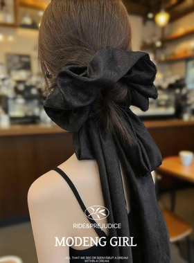 法式高档皮筋发圈女扎头发头绳超大蝴蝶结飘带马尾发绳发圈可拆开