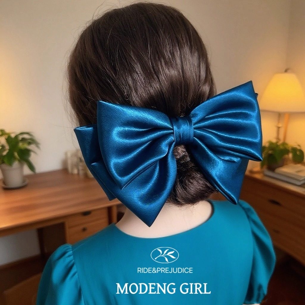 【复古老钱风】显白孔雀蓝~立体有质感大蝴蝶结发夹弹簧夹发饰