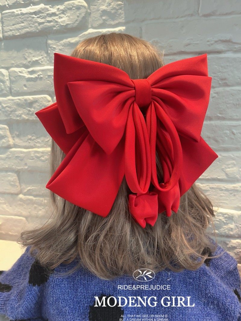 高级感缎面四层大蝴蝶结弹簧夹