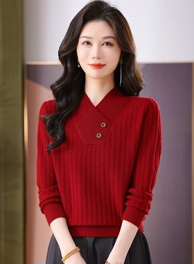 新款洋气拼接提花套头宽松显瘦百搭时尚女针织衫9266