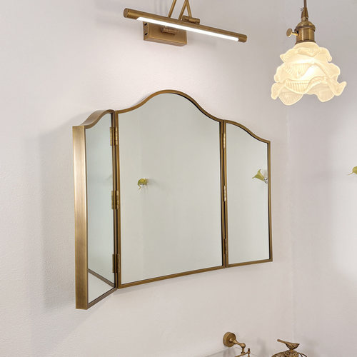 可定制全铜三面镜风水镜法式复古