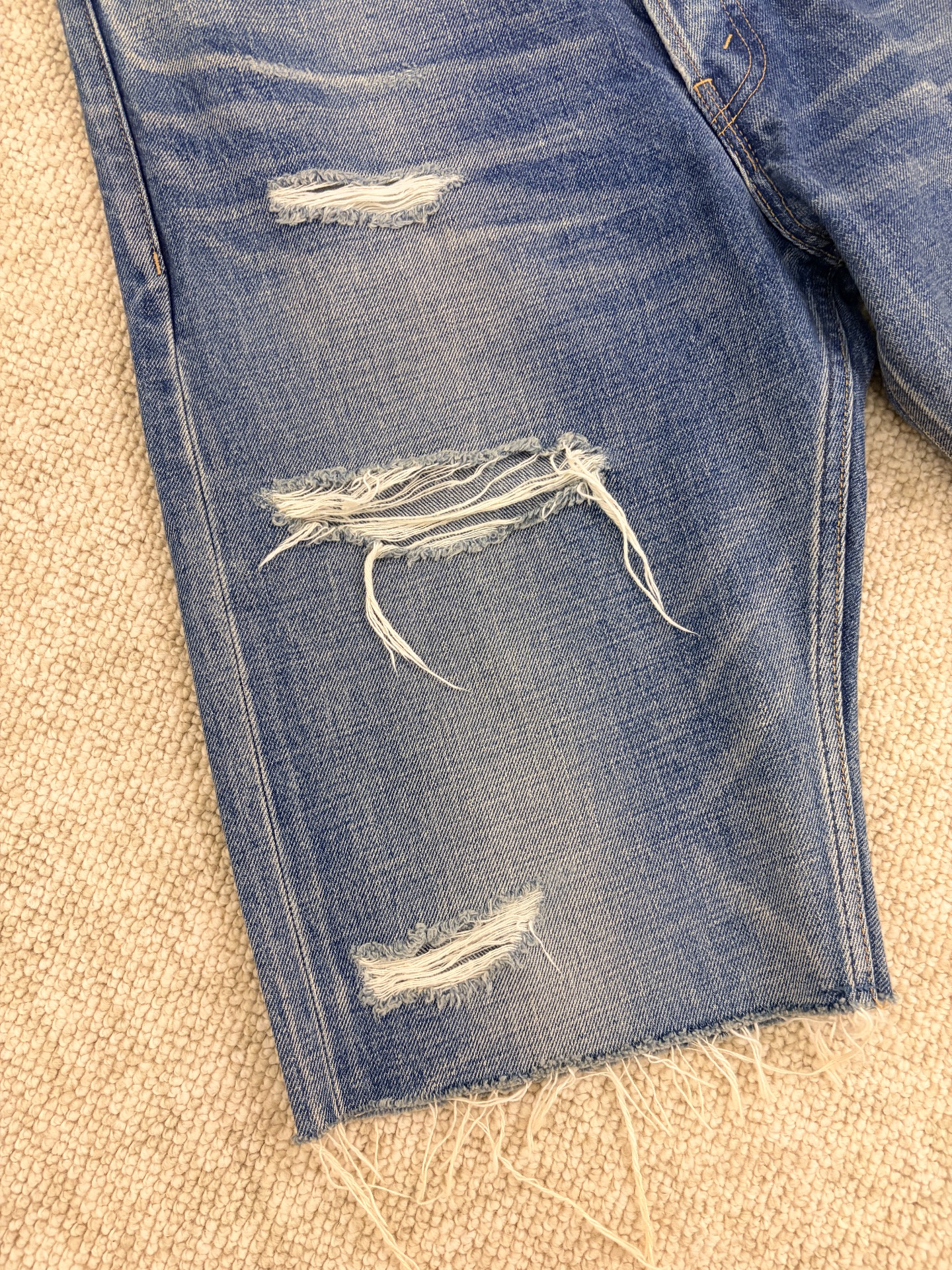 Celine 22SS Washed Blue Denim Shorts — detail
