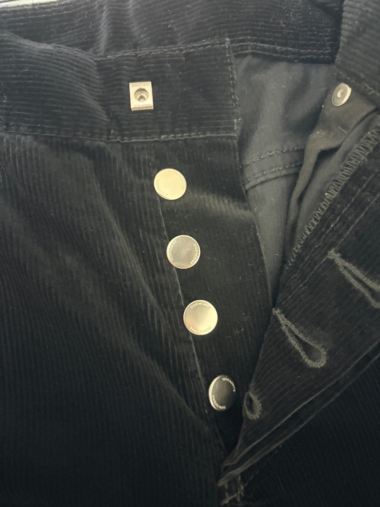 Dior Homme 14FW Runway Black Corduroy Jeans — detail