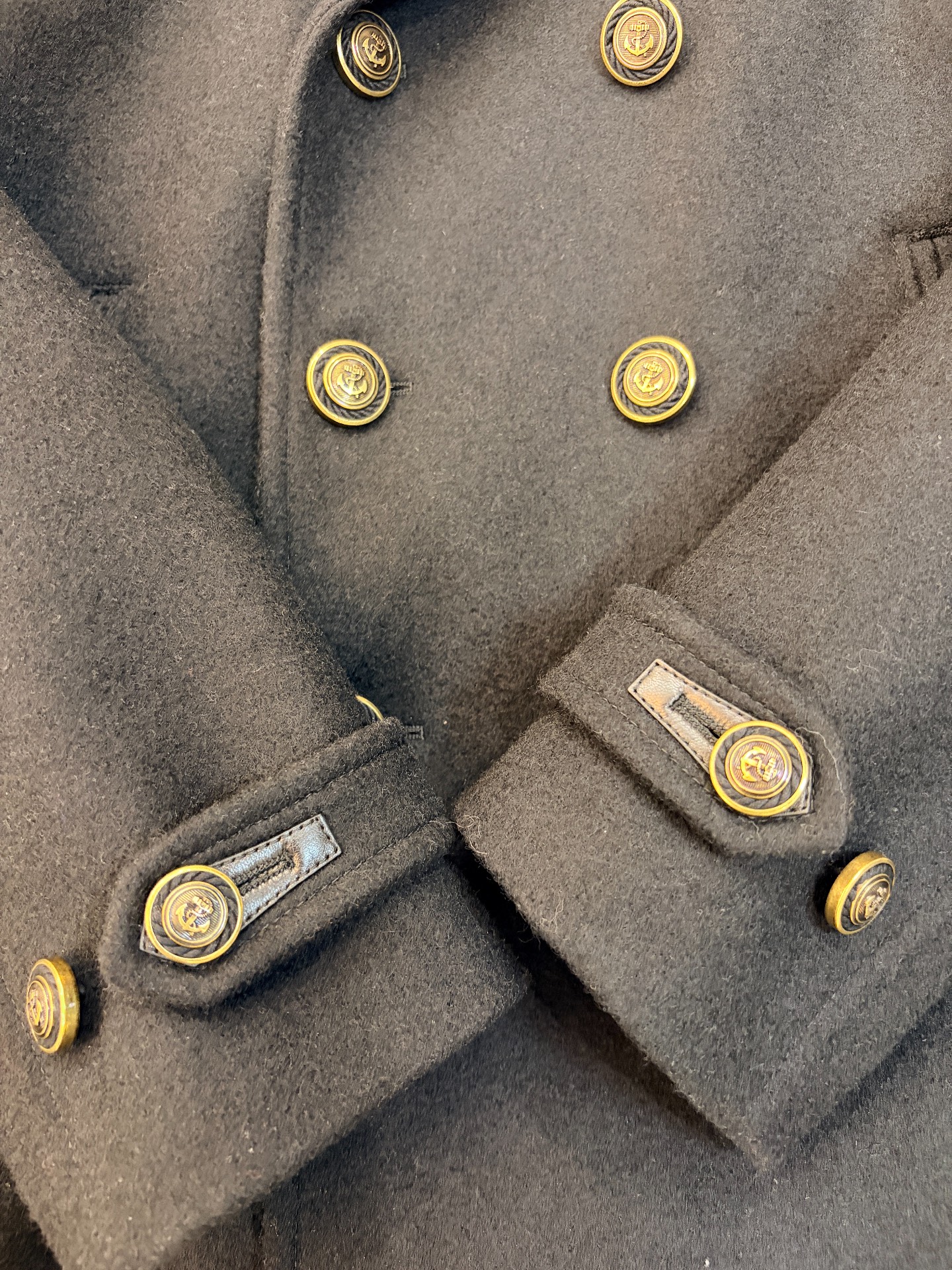 Saint Laurent Black Wool Gold Button Jacket — detail