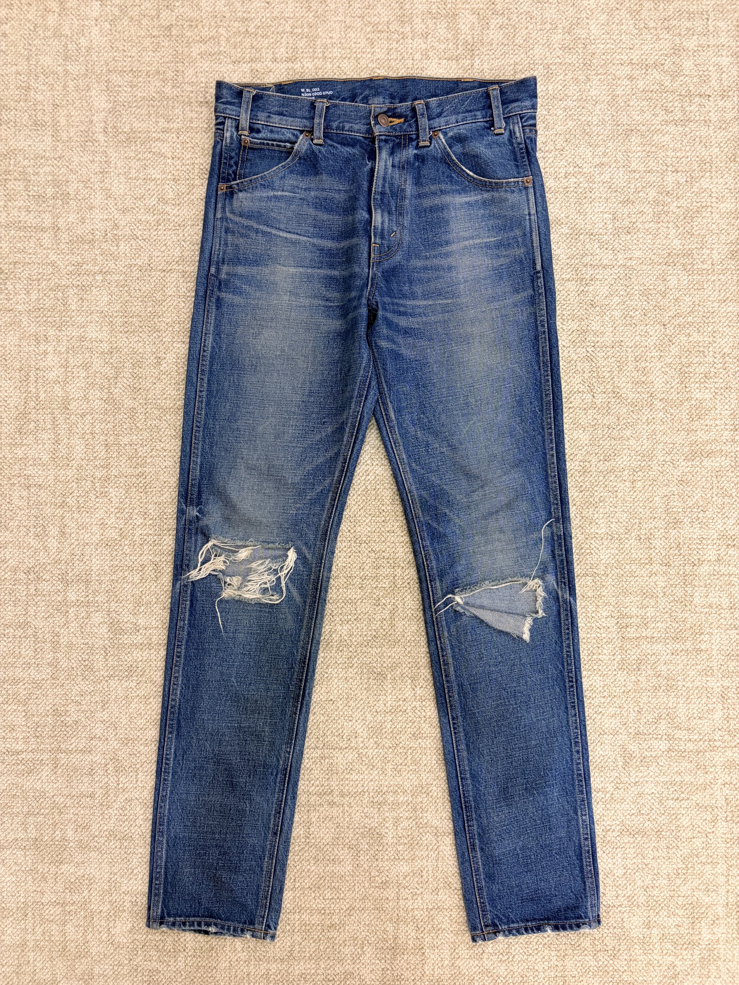 Celine Blue Straight-Leg Distressed Jeans