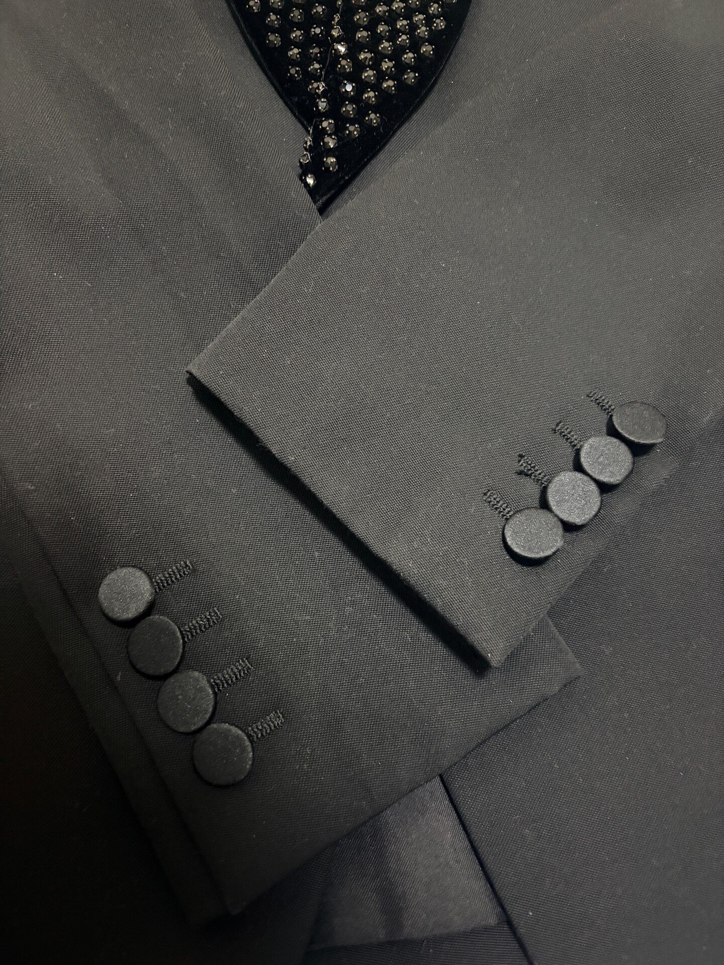 Saint Laurent Diamond Shawl Collar Suit Jacket — back