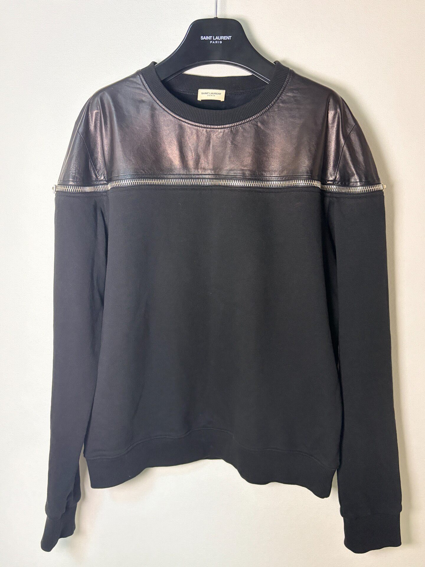 Saint Laurent SLP 13FW Leather Zip Sweatshirt