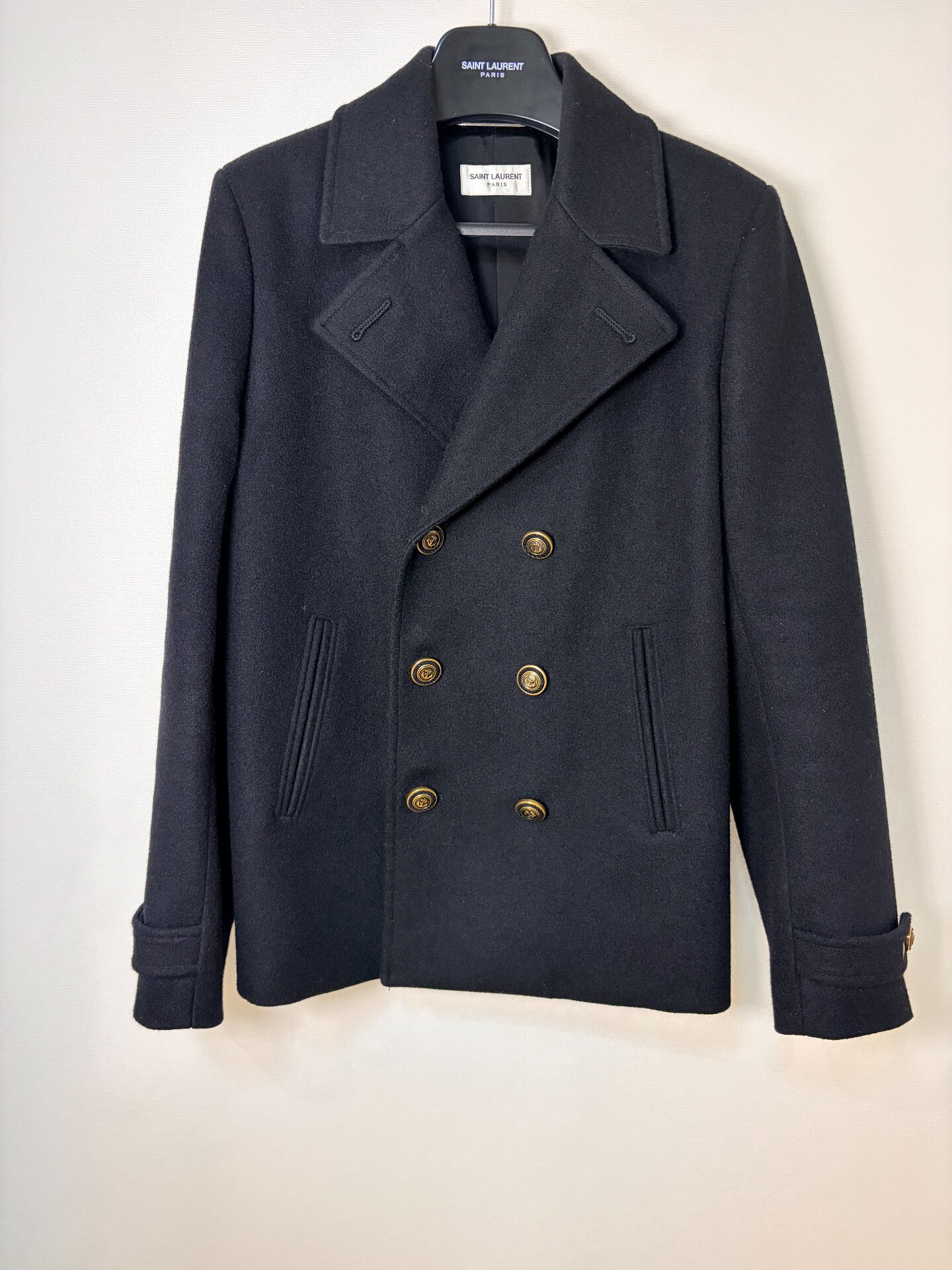 Saint Laurent Black Wool Gold Button Jacket