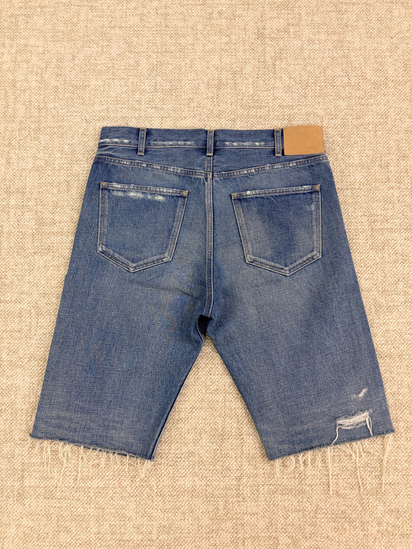 Celine 22SS Washed Blue Denim Shorts — front