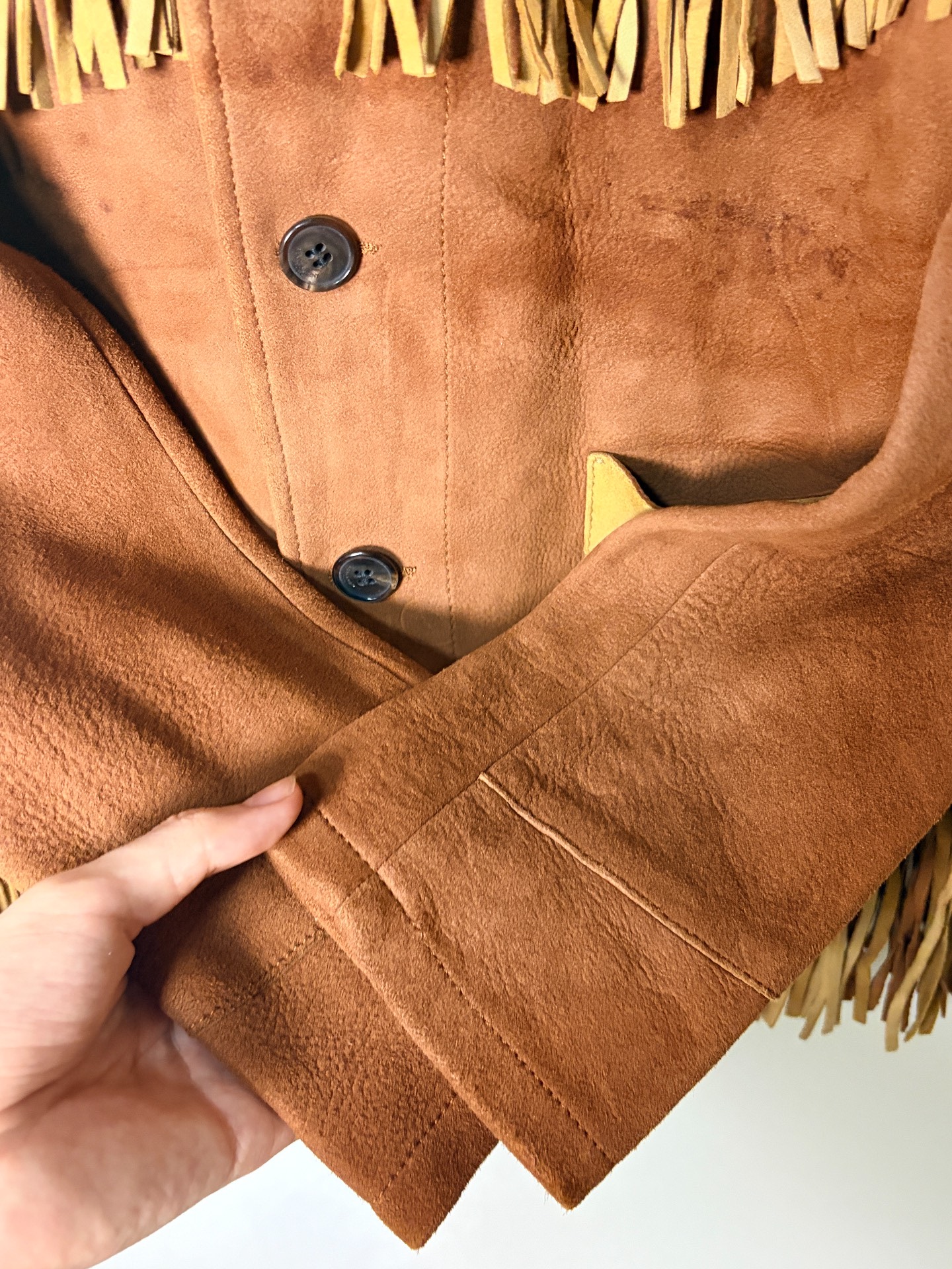 Saint Laurent Brown Suede Fringe Jacket — back