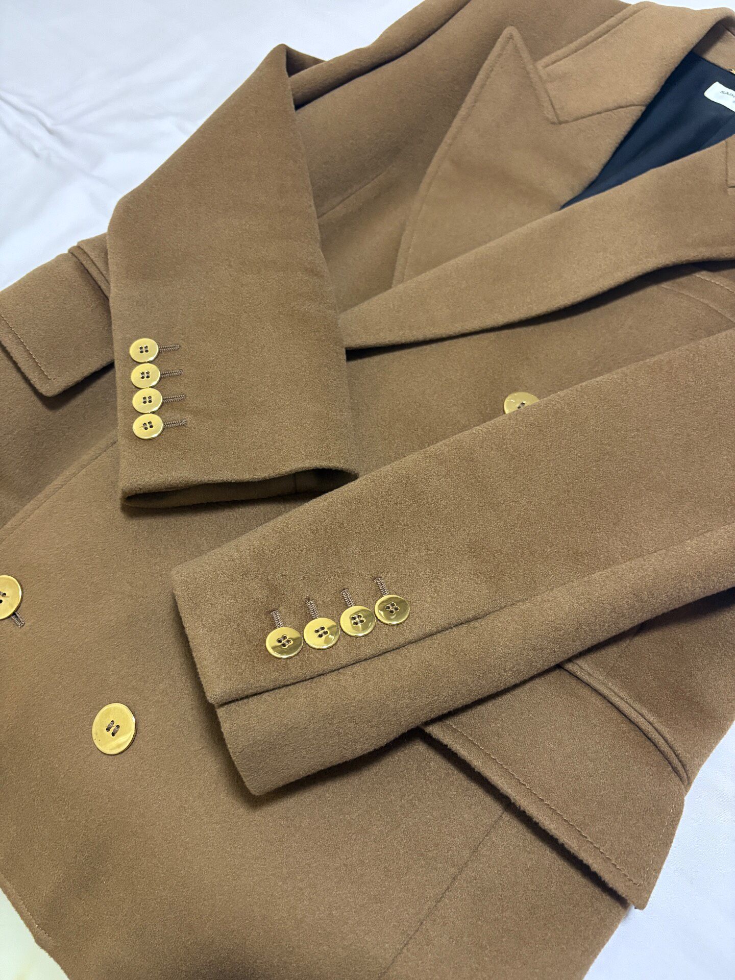 Saint Laurent Brown Wool Double-Breasted Coat — back