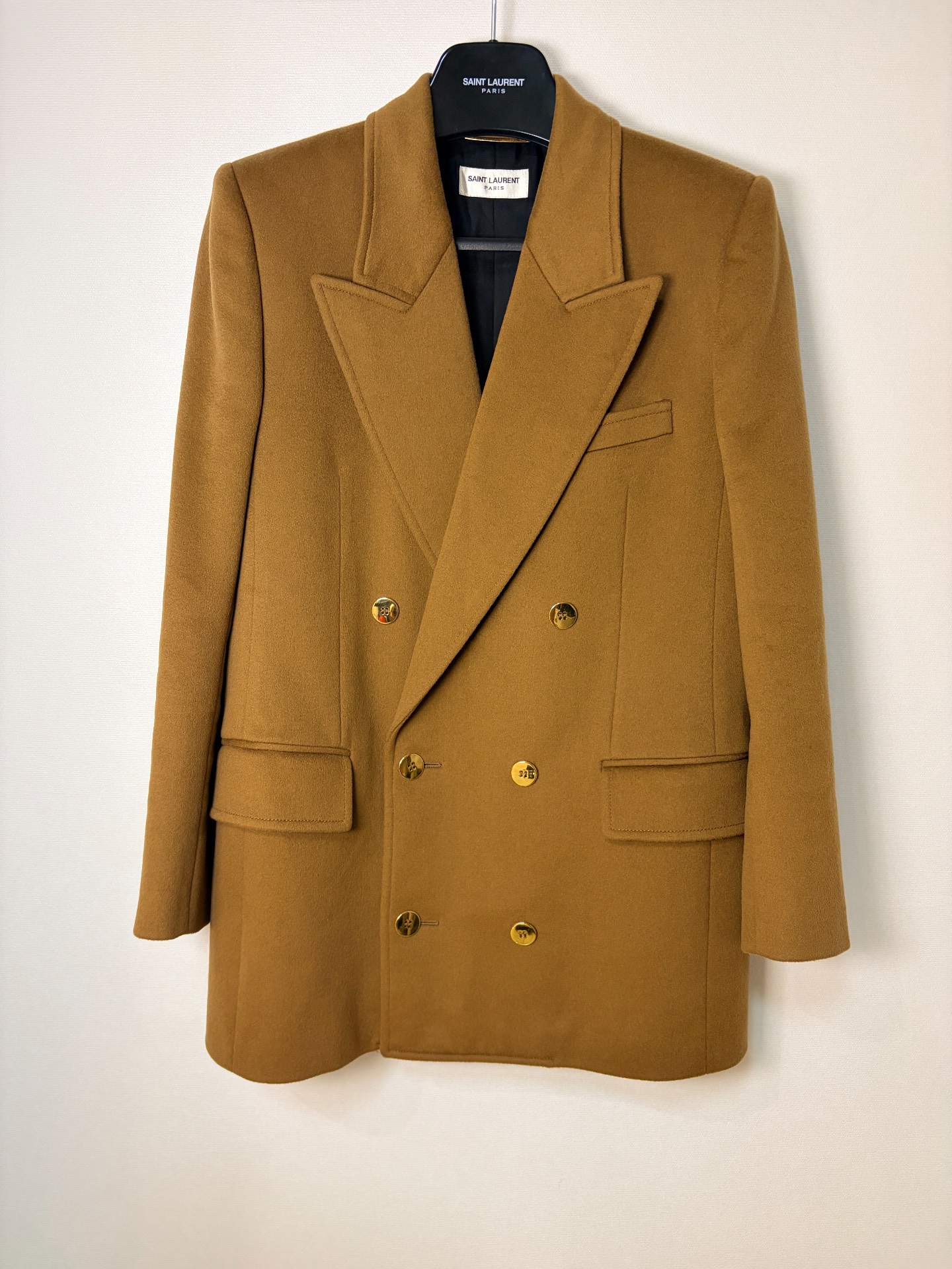 Saint Laurent Brown Wool Double-Breasted Coat
