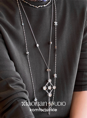自留推荐 xiaonan STUDIO 黑灰色大溪地keshi珍珠925银重工款项链