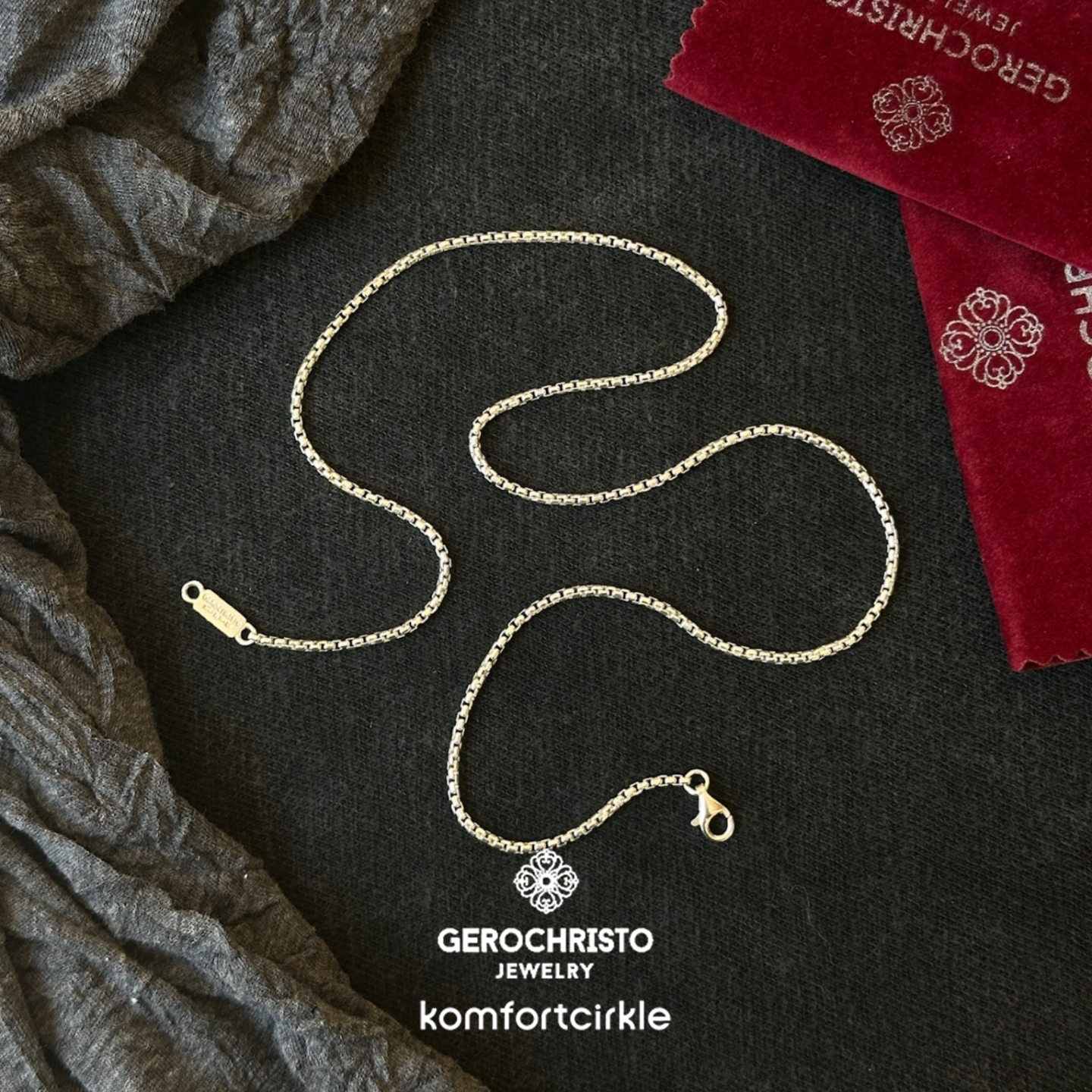 GEROCHRISTO GR4083-45cm盒子链素链 925纯银手工制作百搭项链