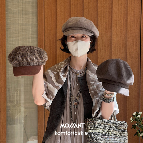 MOSSANT 羊毛八角南瓜帽水手帽女 26秋冬新款简约质感时尚休闲