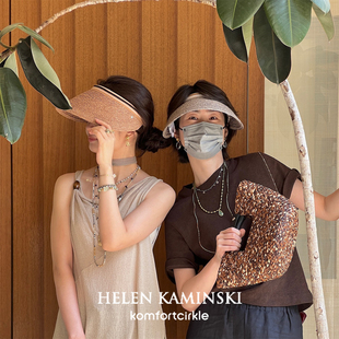 HELEN KAMINSKI Bianca宽檐拉菲草经典空顶防晒遮阳帽手工制作