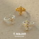 T.MAJOR Solora镂空拉丝雕纹双色开口戒指十字花可调节指环叠搭