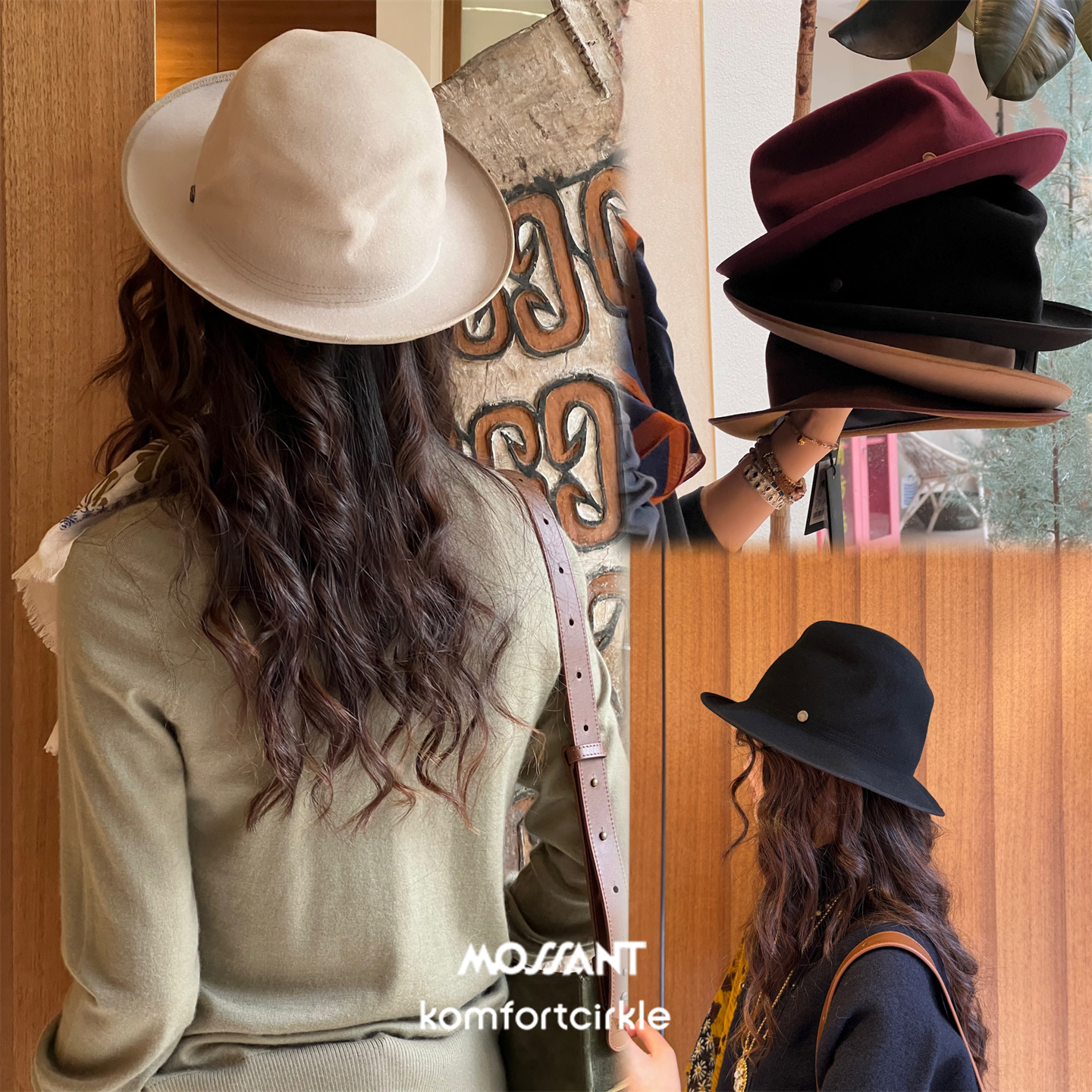 MOSSANT 法式经典羊毛小檐礼帽 可折叠压缩造型时尚爵士帽女