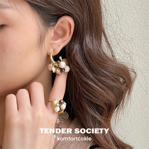 明星款 TENDER SOCIETY 天然石贝壳串珠流苏耳圈经典百搭耳环