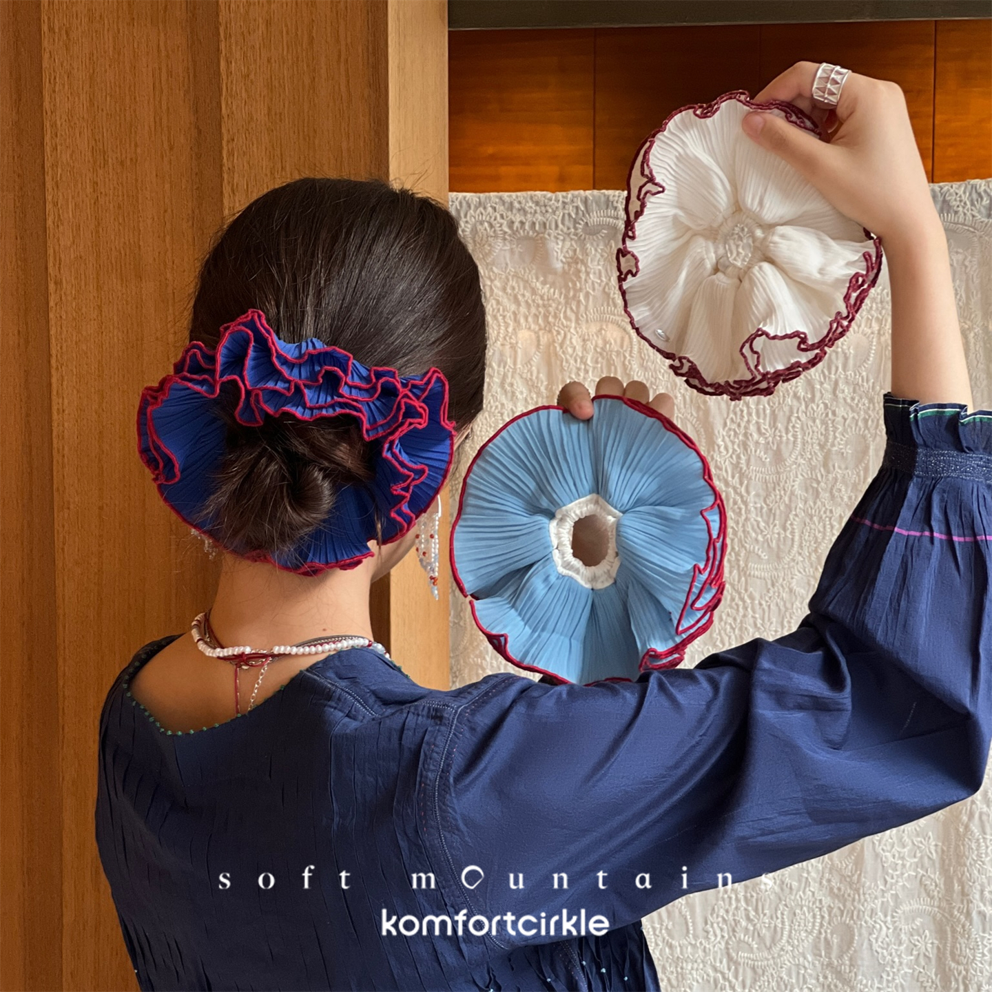 soft mountains软山 Camellia山茶发圈 复古头饰原创设计发饰