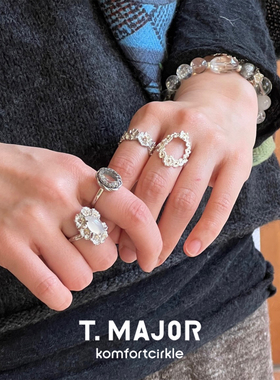 自留推荐 T.MAJOR 曼语环影镂空开口戒马眼白玛瑙水晶可调节指环