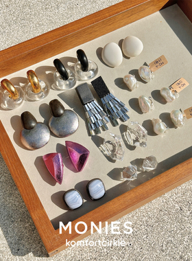 MONIES 丹麦设计师款 几何亚克力时髦个性耳钉耳夹无耳洞耳饰