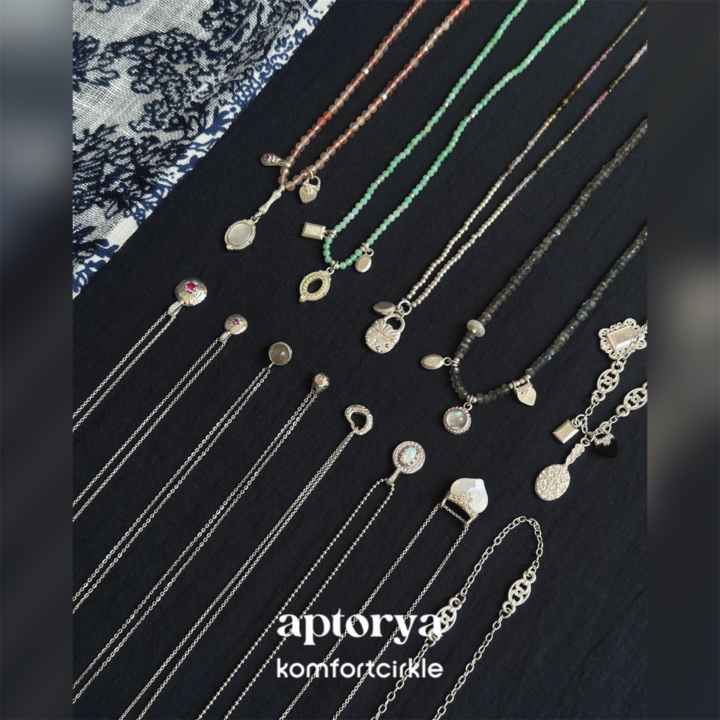 APTORYA 925银吊坠链条串珠项链锁骨链复古精致质感日常穿搭叠戴图片