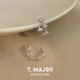 T.MAJOR Stellora星华双色点缀耳环 925银锆石十字星C形休闲耳圈