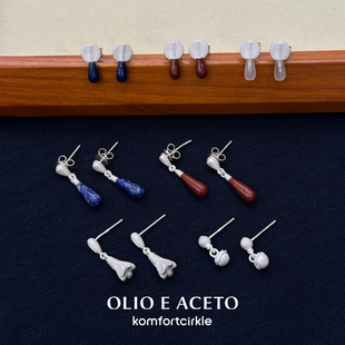 自留推荐 OLIO E ACETO油醋汁 纯银年轮水滴耳环花篮花蕾吊坠耳钉