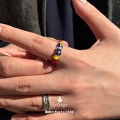 古珠护符环戒指 ENSAGE APT702 925银琉璃珠指环