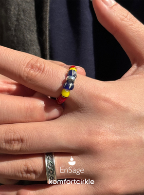 ENSAGE/APT702 古珠护符环戒指 925银琉璃珠指环