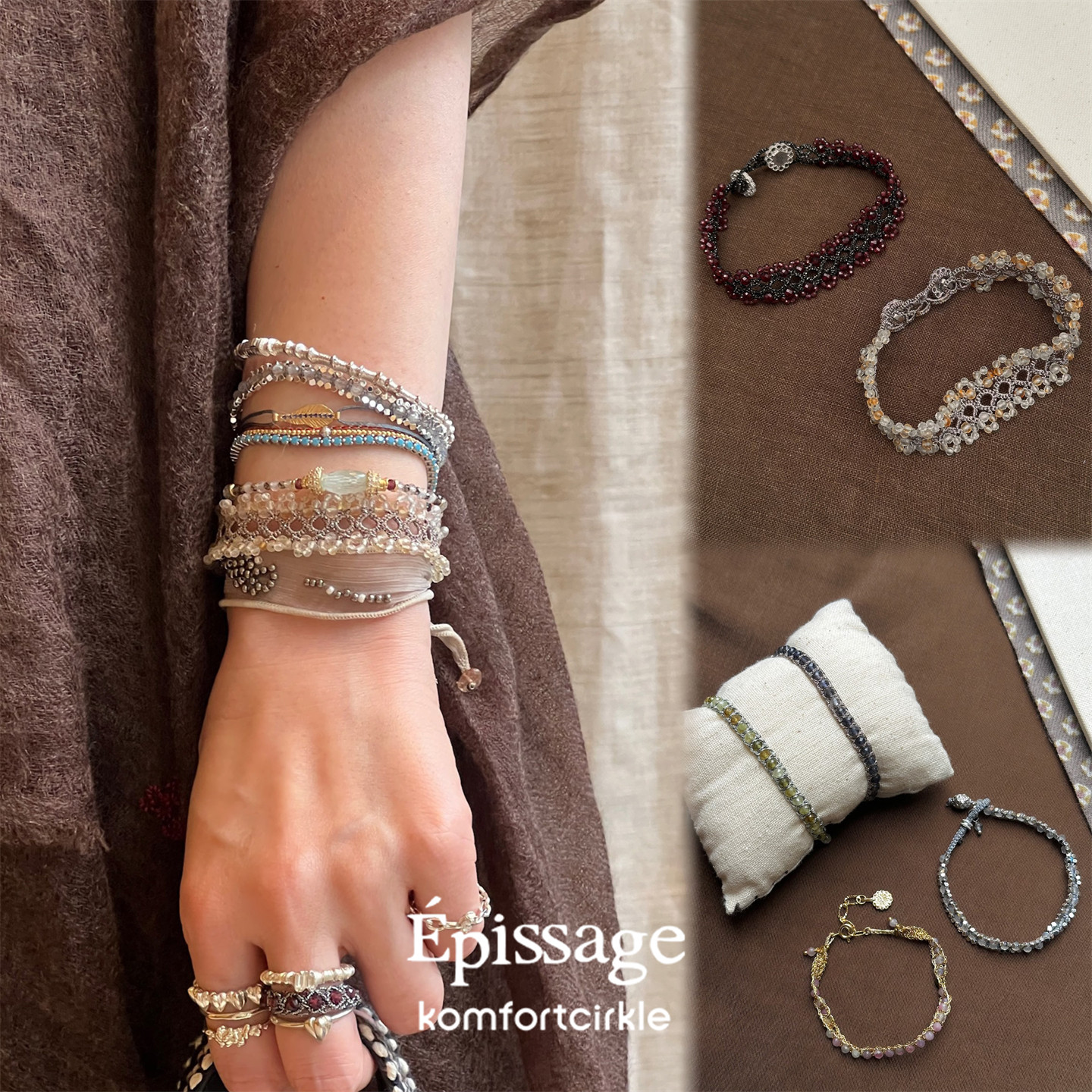 EPISSAGE 26SS新款天然石串珠编织手链精致百搭叠戴设计师配饰