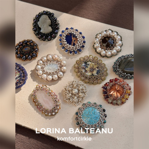 LORINA 法国品牌 复古手工半宝石水晶珍珠胸针配饰轻奢精致礼物