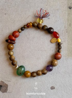 ZIXIU子休 三生万物手链 莺歌绿奇沉香紫水晶红玛瑙天然石手串