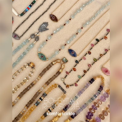 自留推荐 Bohemian Rhapsodie 项链法式彩色天然石串珠锁骨链叠戴