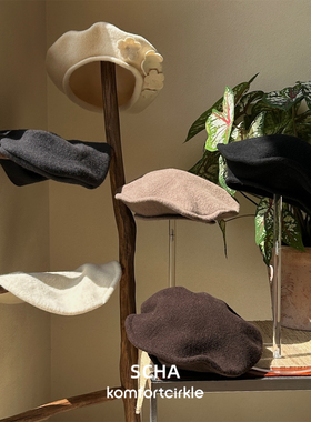 SCHA 1699Transformer 纯色羊毛贝雷帽 德国手工时尚高级气质女