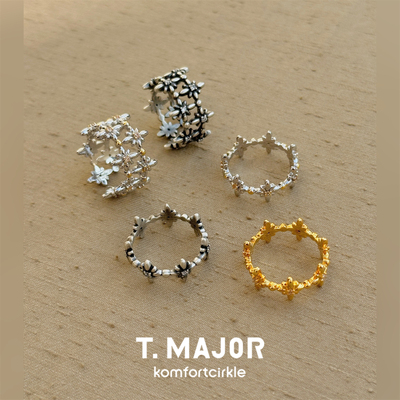 T.MAJOR Stellora星华点缀单层戒指 星海叠影宽版开口可调节指环