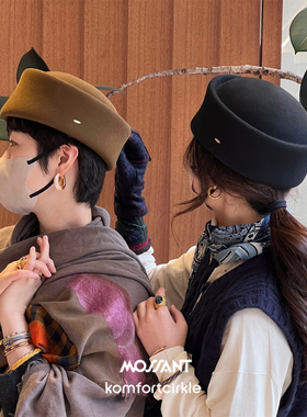 MOSSANT Pillbox Hat 羊毛药盒帽 复古无檐圆盒帽 25AW秋冬新款