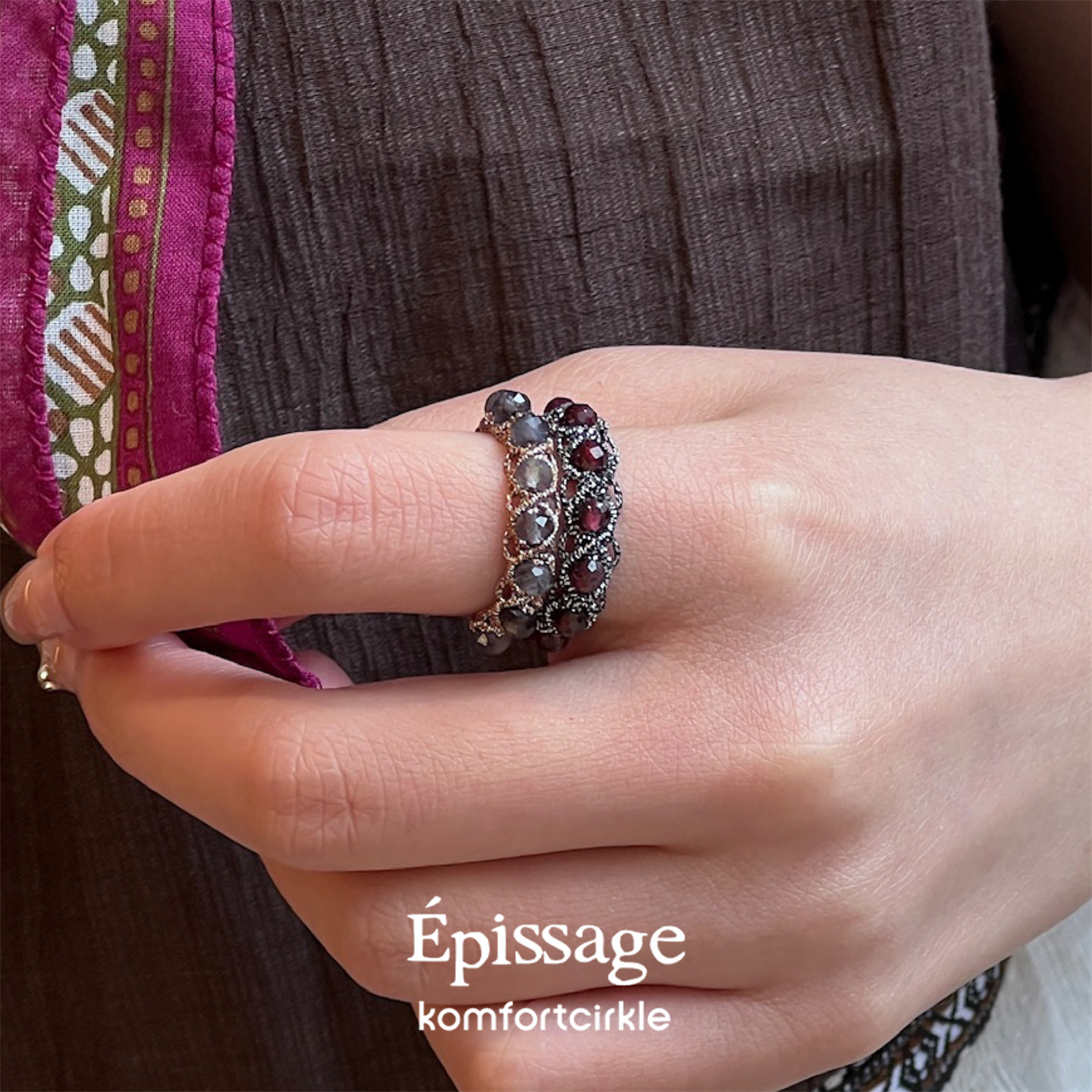 EPISSAGE Tress&eacute; Ring天然石编织戒指女时尚新款小众设计师指环