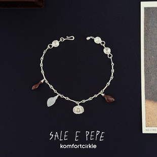 SALE E PEPE胡椒盐 925纯银彩虹石石英岩海风吊坠手链造型饰品