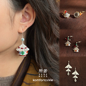 SERENESS所若 蒙古包耳钉毡房长耳环 原创设计手工质感民族耳饰