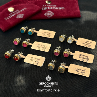 GEROCHRISTO 7mm圆形小耳钉925银半宝石GRP1708 7mm
