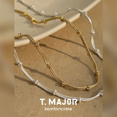 T.MAJOR 抽象山茱萸单花间隔百搭项链 925银素链锁骨链叠戴简约